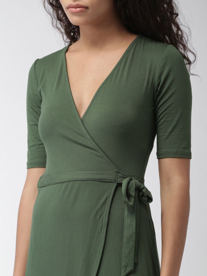 Forever 21 sales green wrap dress