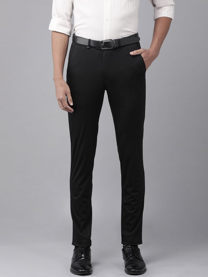 Mens slim fit black shop formal trousers