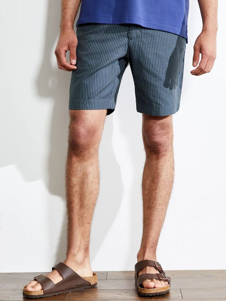 Marks Spencer Men Striped Cotton Linen Shorts