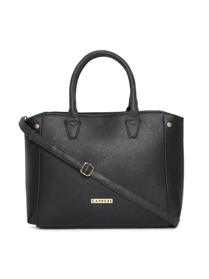 Caprese Black Solid Handheld Bag