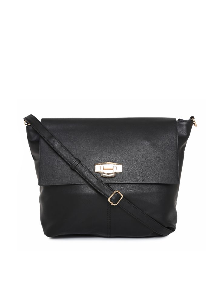 Buy Caprese Black Solid Sling Bag Handbags for Women 2364940