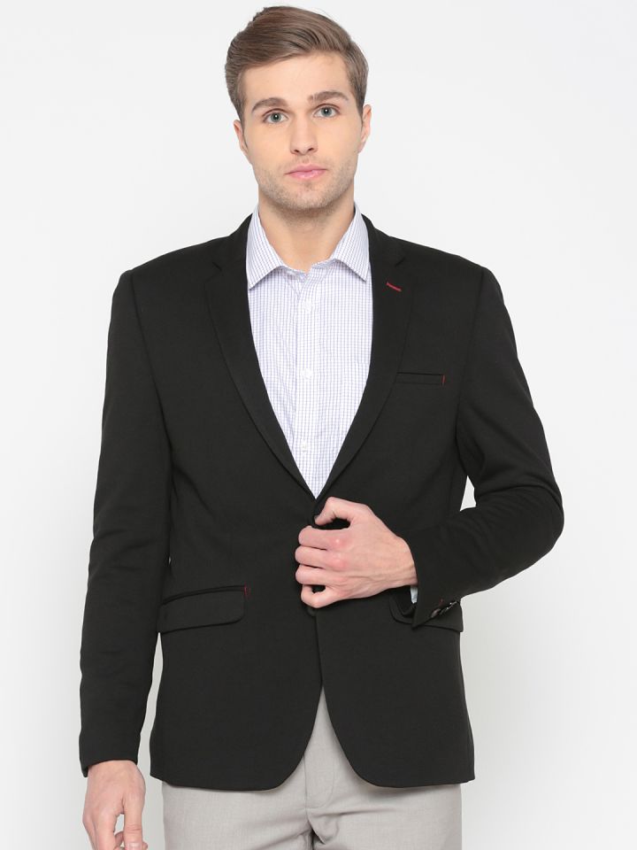 Buy Van Heusen Black Solid Ultra Slim Fit Single Breasted Formal