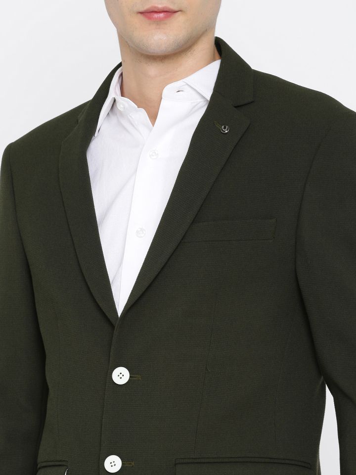 Allen Solly Navy Olive Green Single Breasted Slim Wimbledon Smart Casual Blazer
