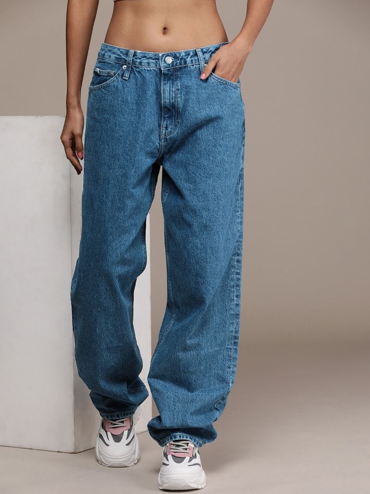 Calvin Klein Jeans Women 90s Straight Fit Mid Rise Cotton Jeans