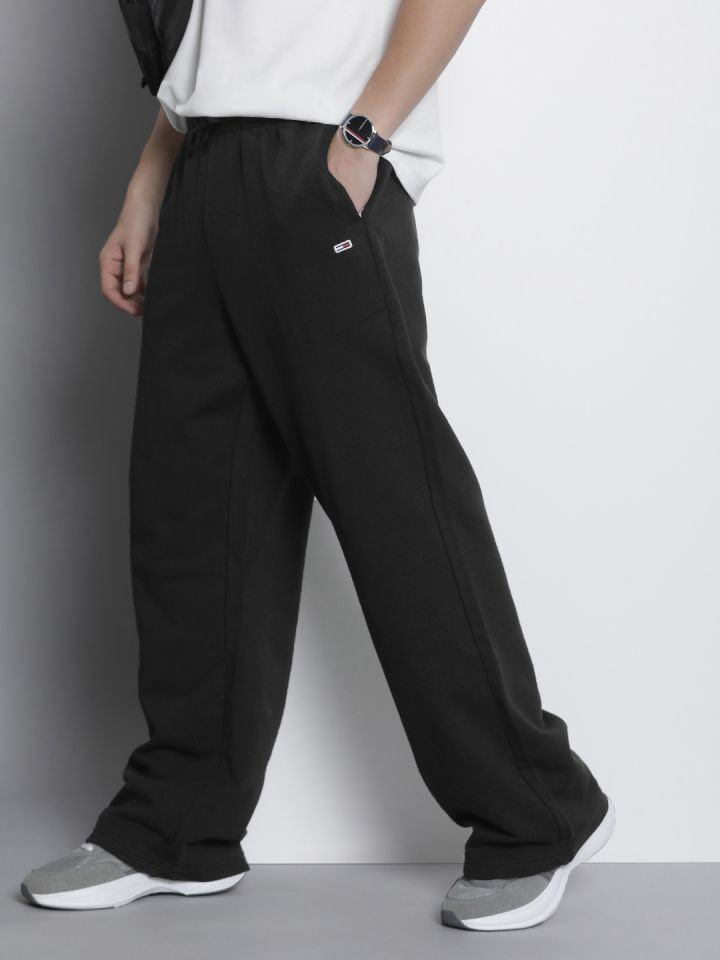 Tommy Hilfiger Men Solid Mid Rise Pure Cotton Relaxed Fit Track Pants