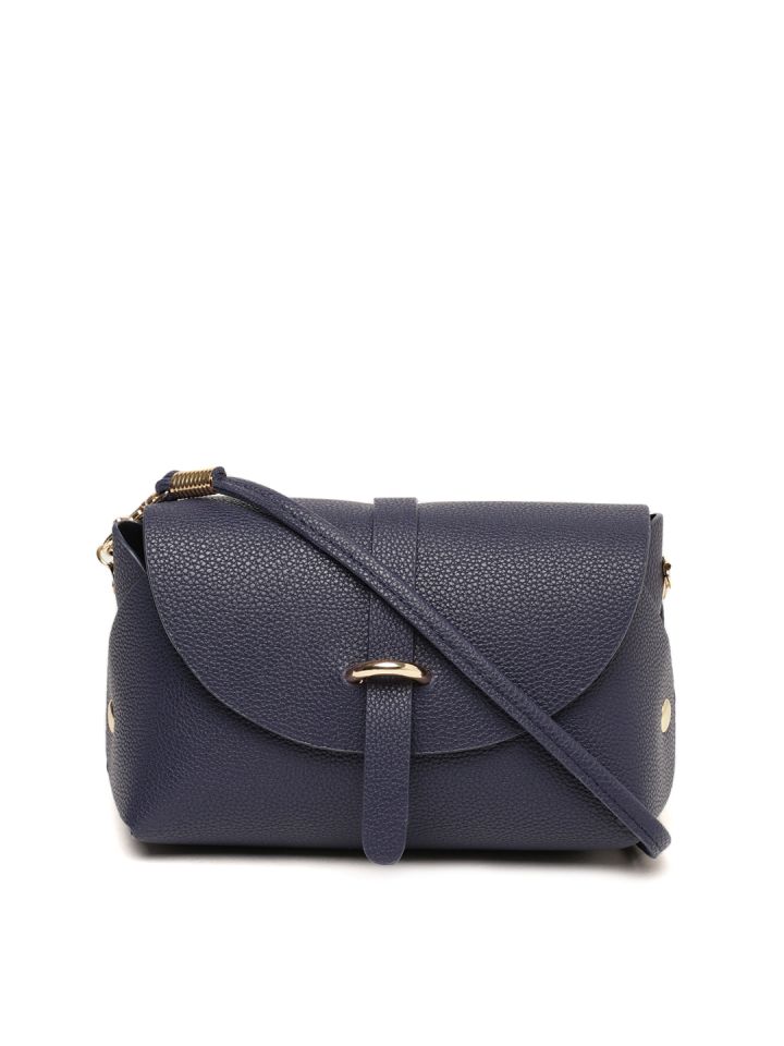DressBerry Navy Blue Textured Sling Bag