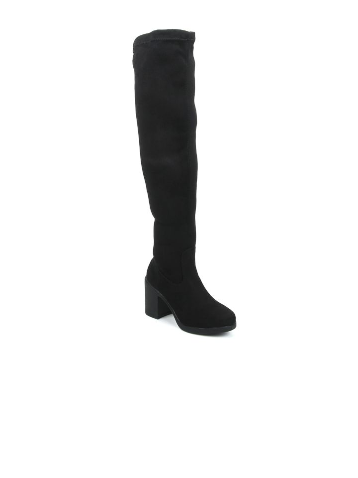 Truffle collection women shop black solid heeled boots