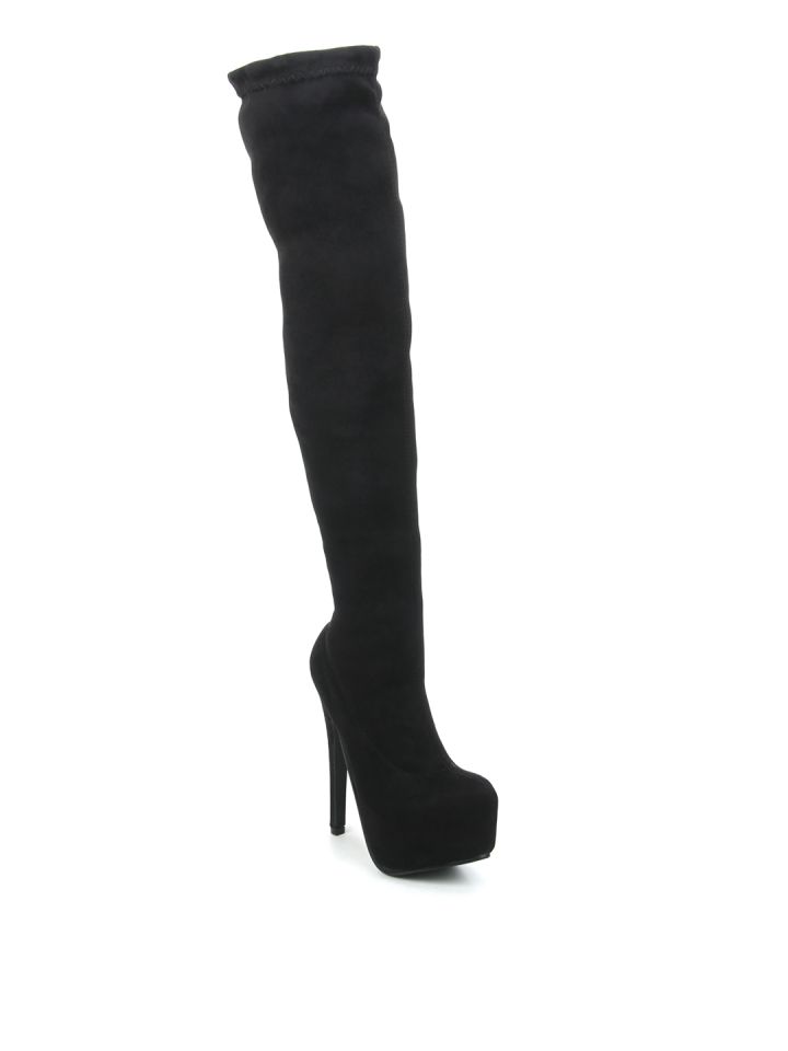 Truffle collection women black solid heeled boots 2025