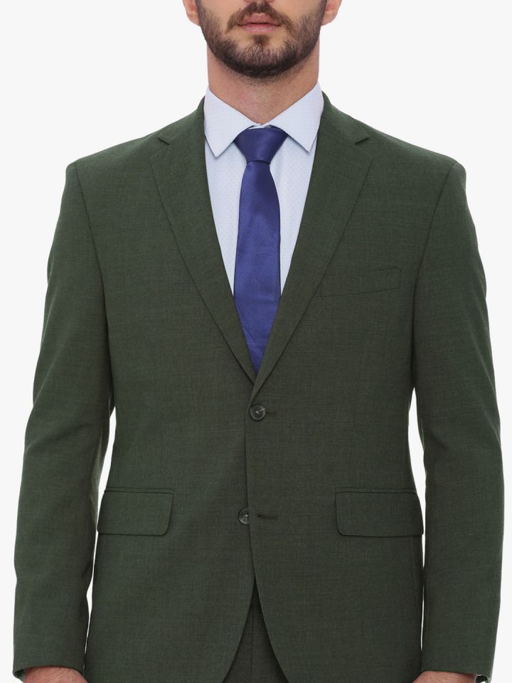 Buy SUITLTD Men Olive Green Solid Single Breasted Formal Suit