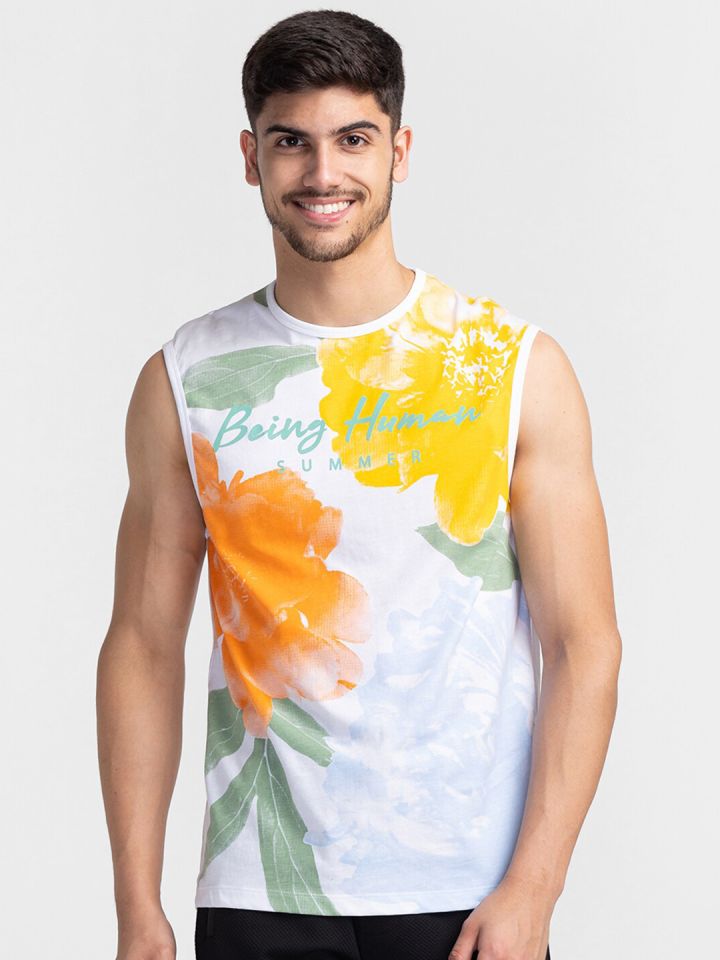 Being Human Abstract Printed Sleeveless Gym T shirt