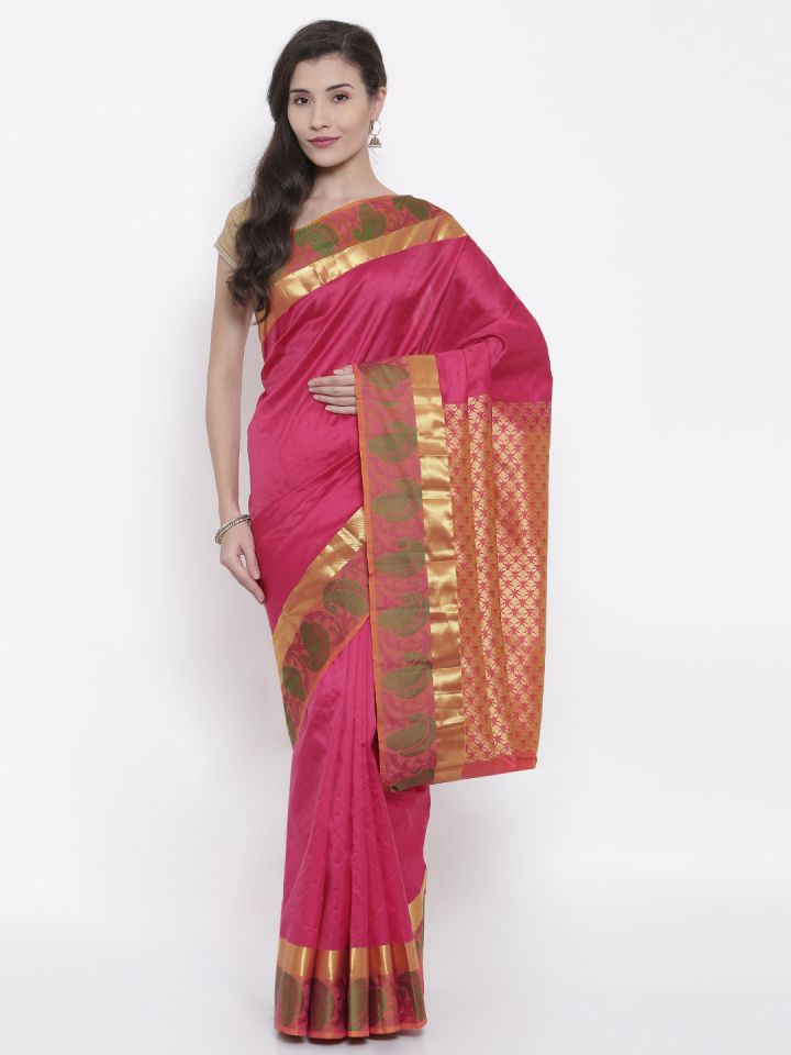 Buy The Chennai Silks Classicate Magenta Woven Design Pure Silk Saree Sarees For Women 2373775 Myntra
