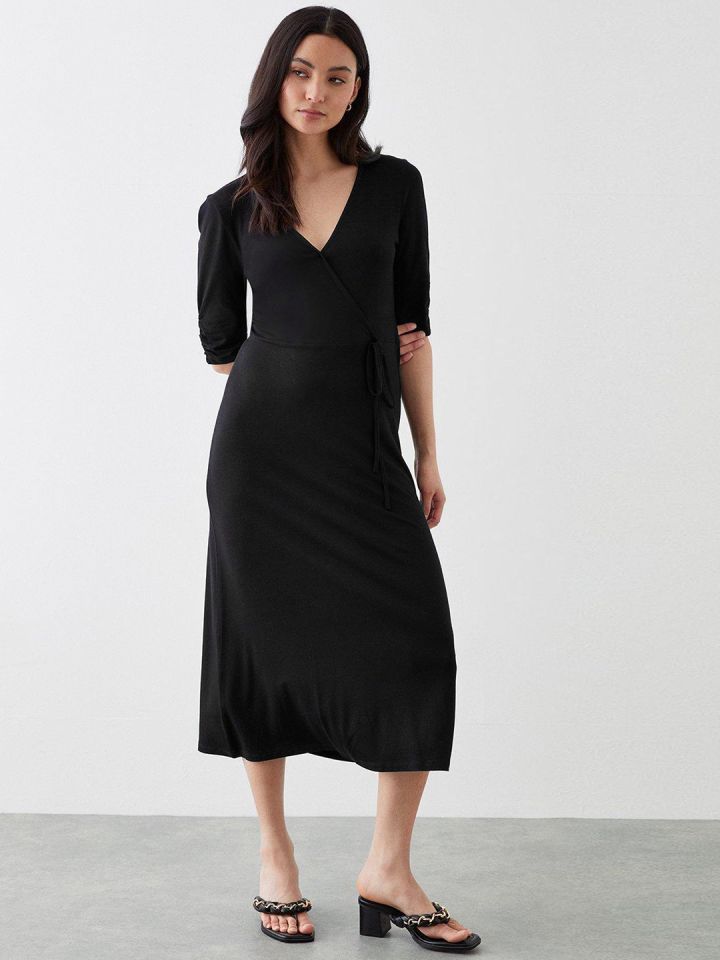 Dorothy perkins black wrap dress discount