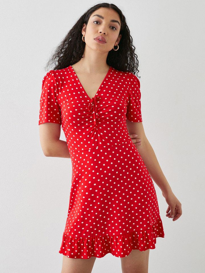 Buy DOROTHY PERKINS Tie Front Printed A Line Mini Dress Dresses