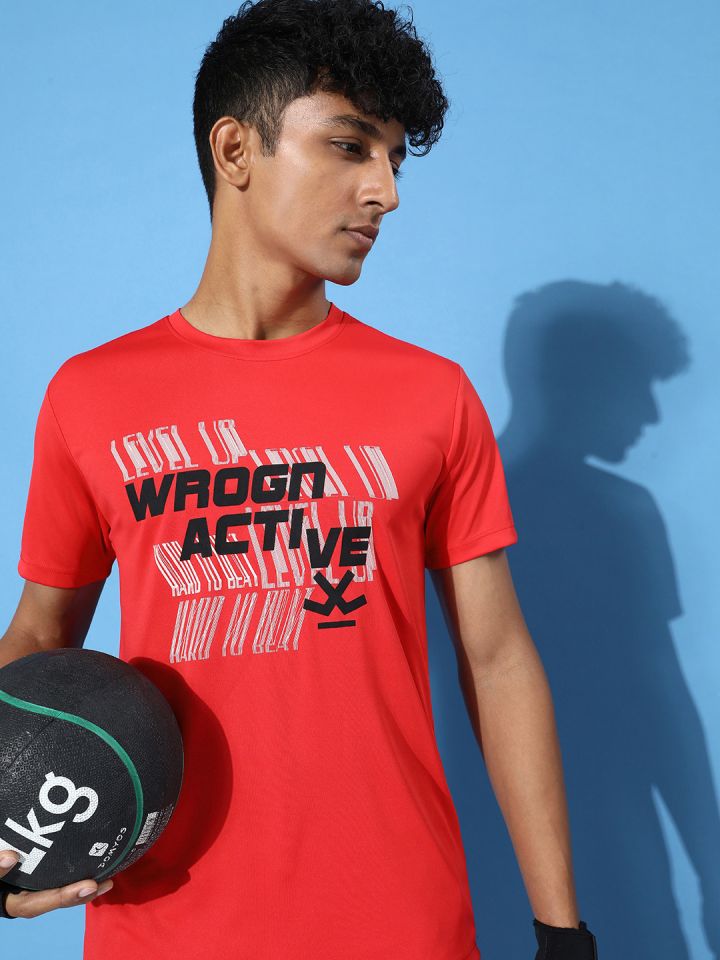 Wrogn red on sale t shirt