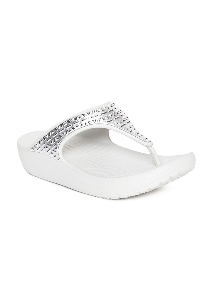 silver crocs sandals