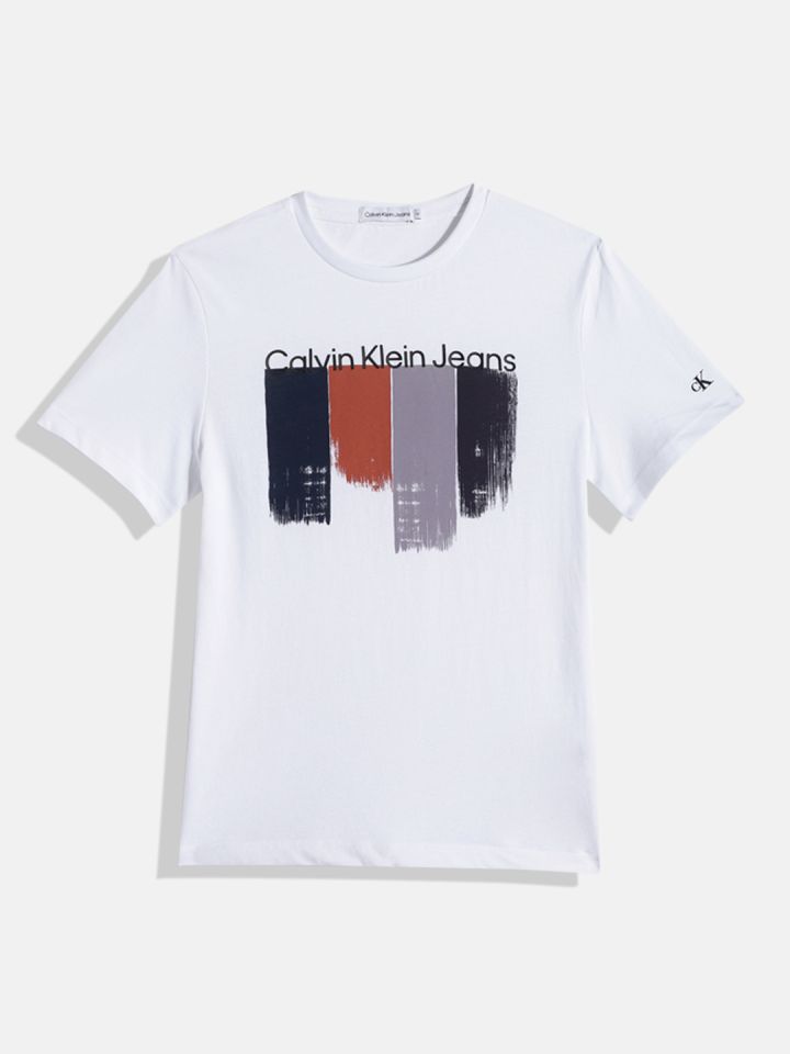 Calvin klein white store t shirt red logo