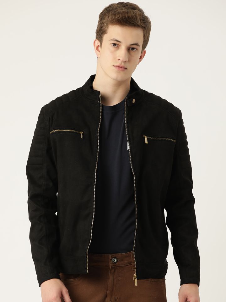 Black denim jacket mens myntra 2025