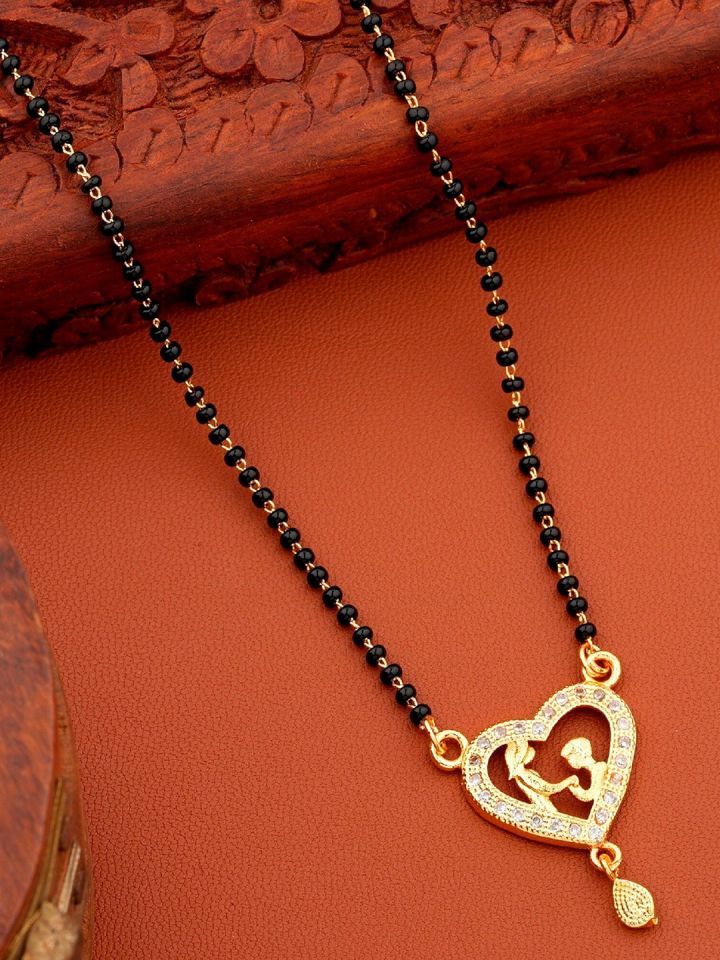 Buy JEWEL WORLD Gold Plated Stone Studded Beaded Mangalsutra