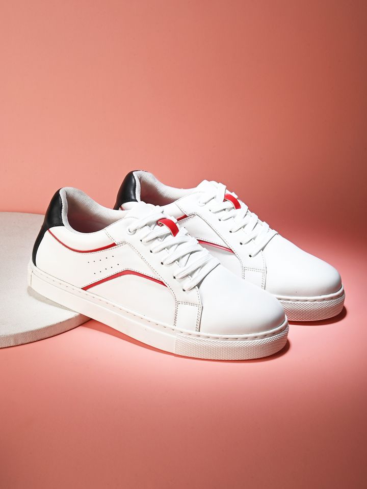 HRX by Hrithik Roshan Women White Red Padded Insole Basics Sneakers