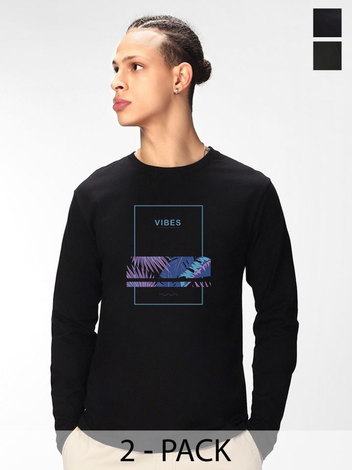 Buy Bewakoof Black Pack Of 2 Graphic Printed Regular Fit Pure Cotton T Shirts Tshirts for Men 23883738 Myntra