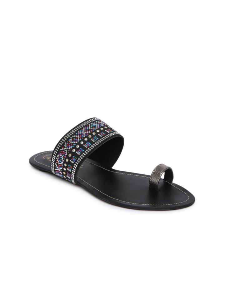 Buy Catwalk Women Black Embellished One Toe Flats Flats for