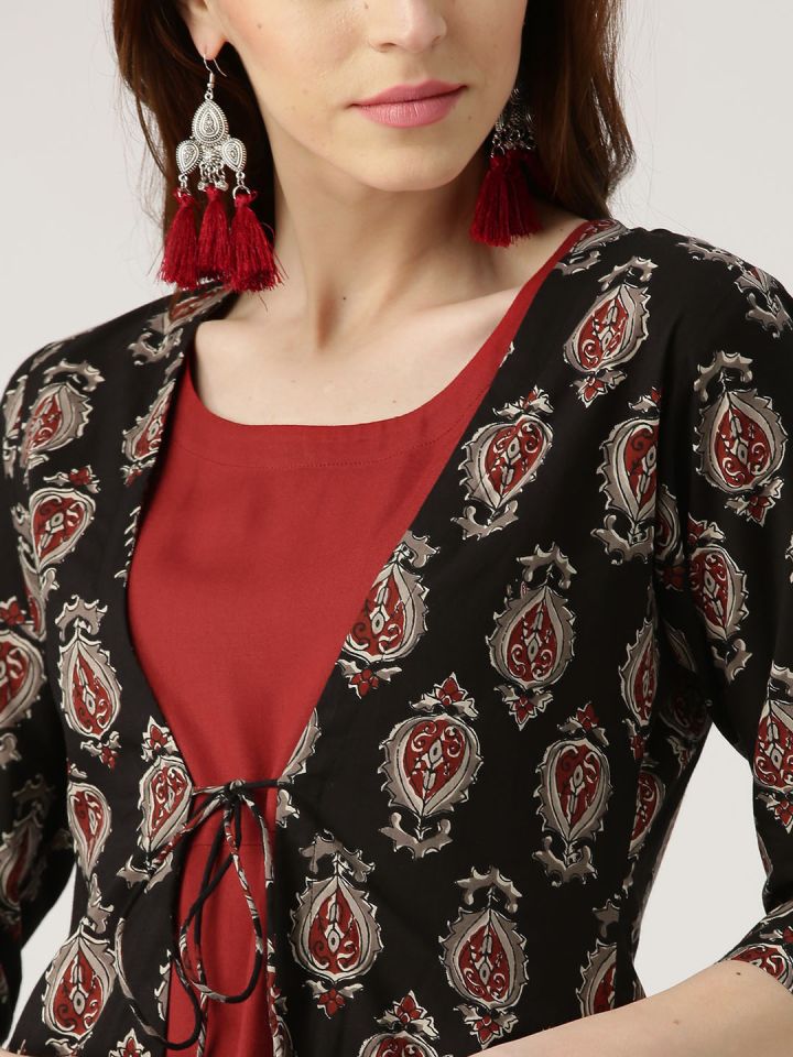 Kurta with on sale ethnic jacket