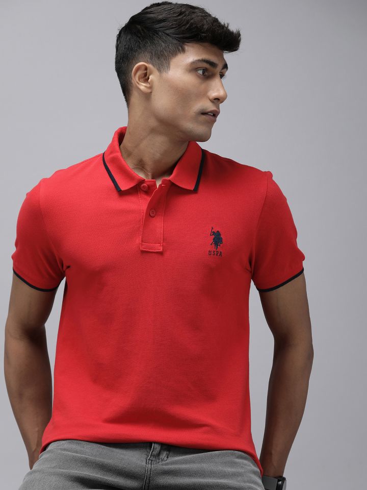 Buy U.S. Polo Assn. Polo Collar Pure Cotton Slim Fit T Shirt - Tshirts for  Men 23900428