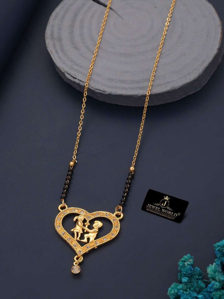 Buy JEWEL WORLD Set Of 3 Gold Plated Stone Studded Mangalsutra