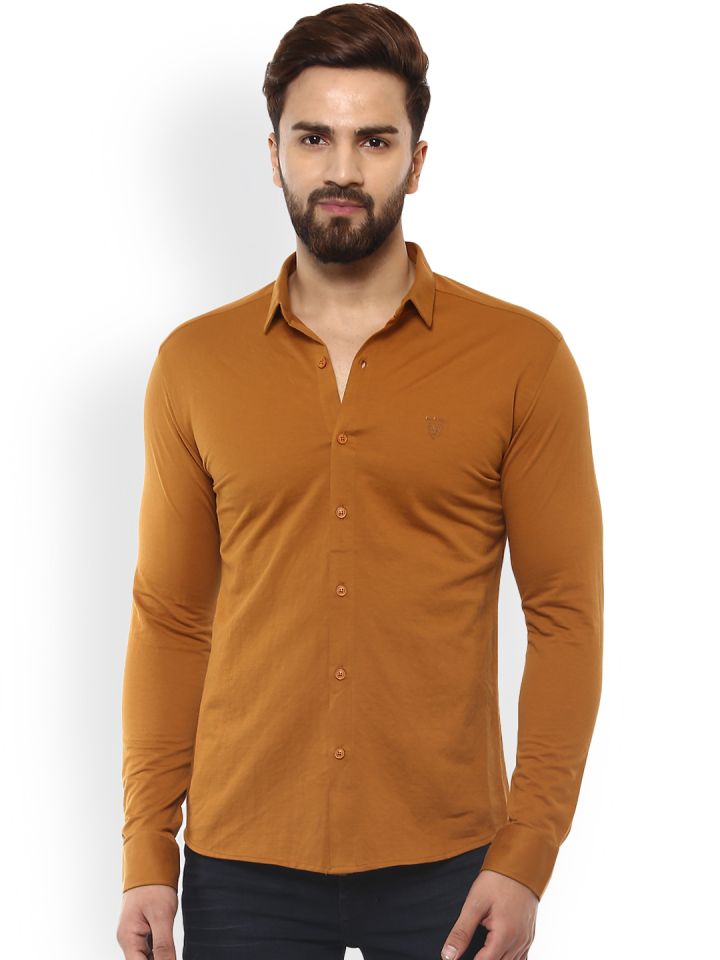 Buy Mufti Men Brown Slim Fit Solid Casual Shirt Shirts For Men