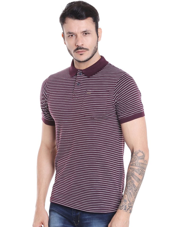 Buy DONEAR NXG Men Burgundy Striped 