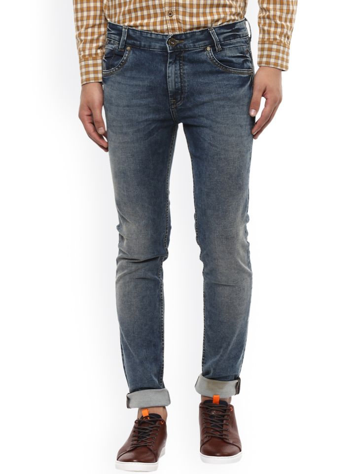 Buy Mufti Men Blue Slim Fit Mid Rise Clean Look Stretchable Jeans