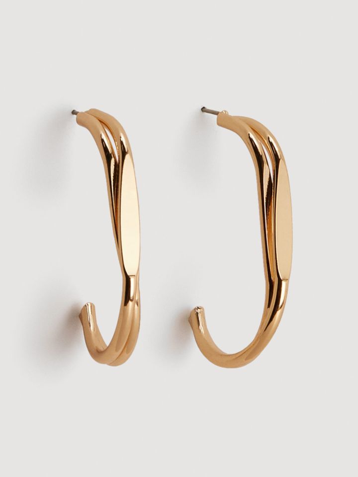 Buy MANGO Gold Toned Contemporary Half Hoop Earrings Earrings