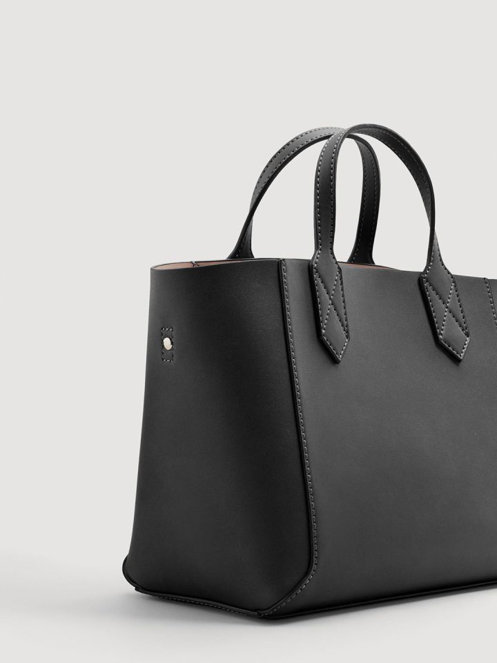 Mango black solid handheld bag on sale
