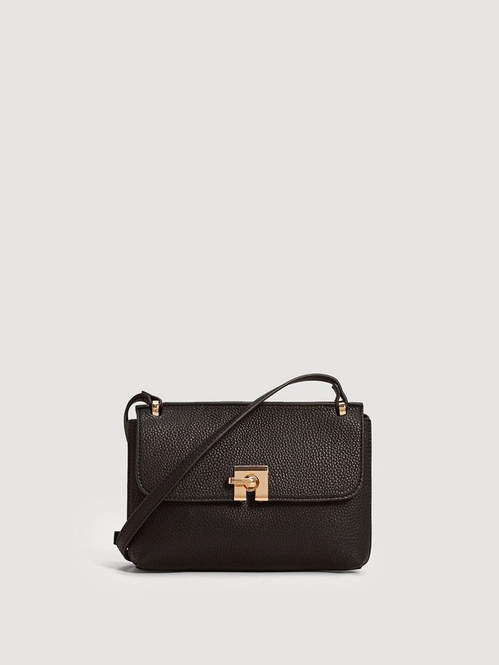 mango black solid sling bag