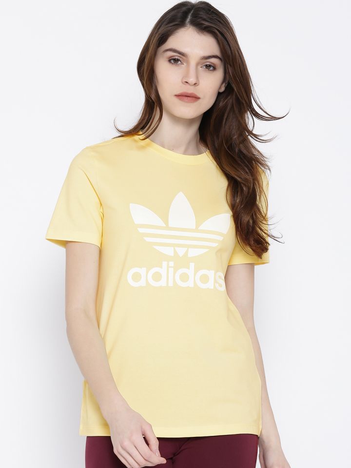 Buy ADIDAS Originals Women Cream Coloured TREFOIL Brand Print