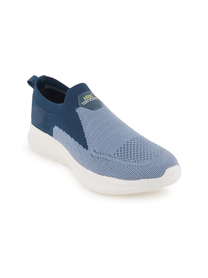 HRX by Hrithik Roshan Men Blue Colourblocked Contrast Sole Slip On Sneakers
