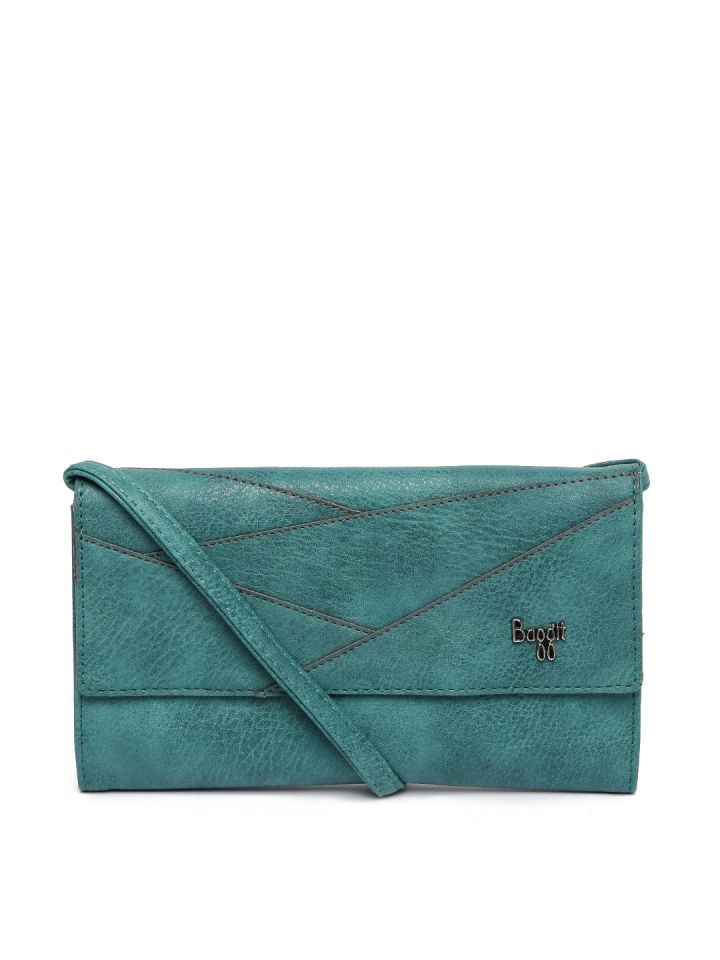 Buy Baggit Women Teal Green Textured Two Fold Wallet Wallets for