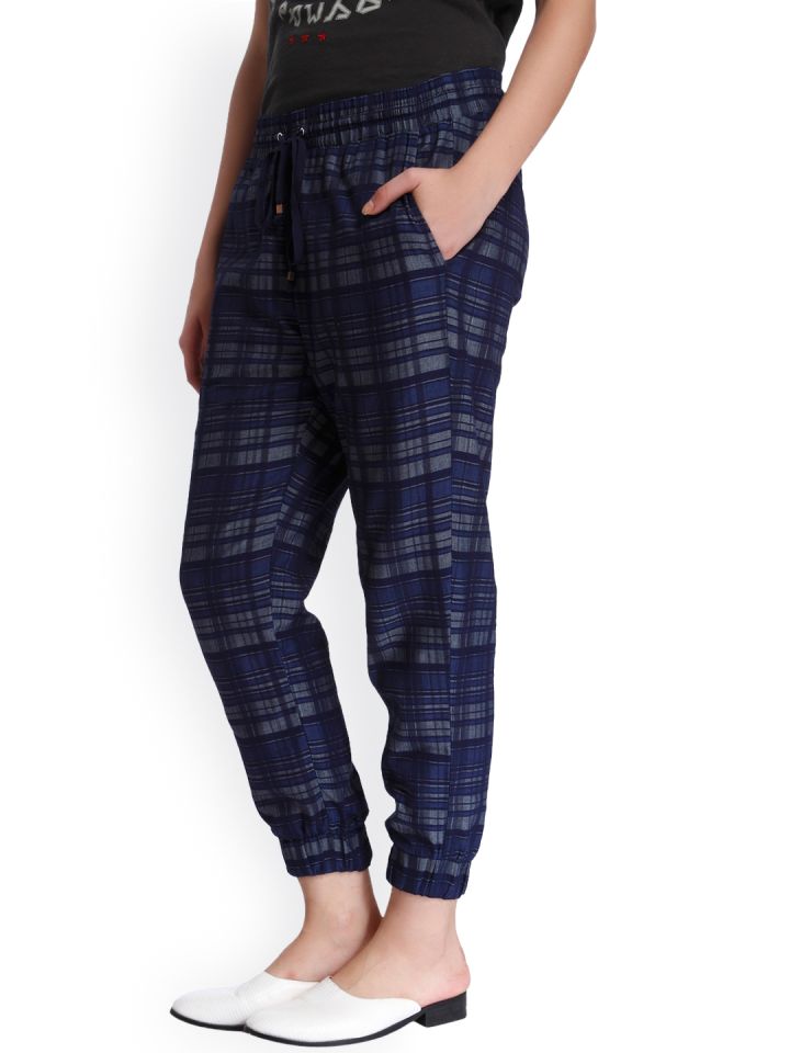 Checked joggers sales womens