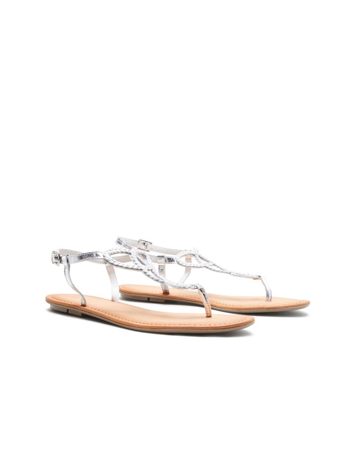Buy Next Women Silver Toned Comfort Sandals Flats for Women