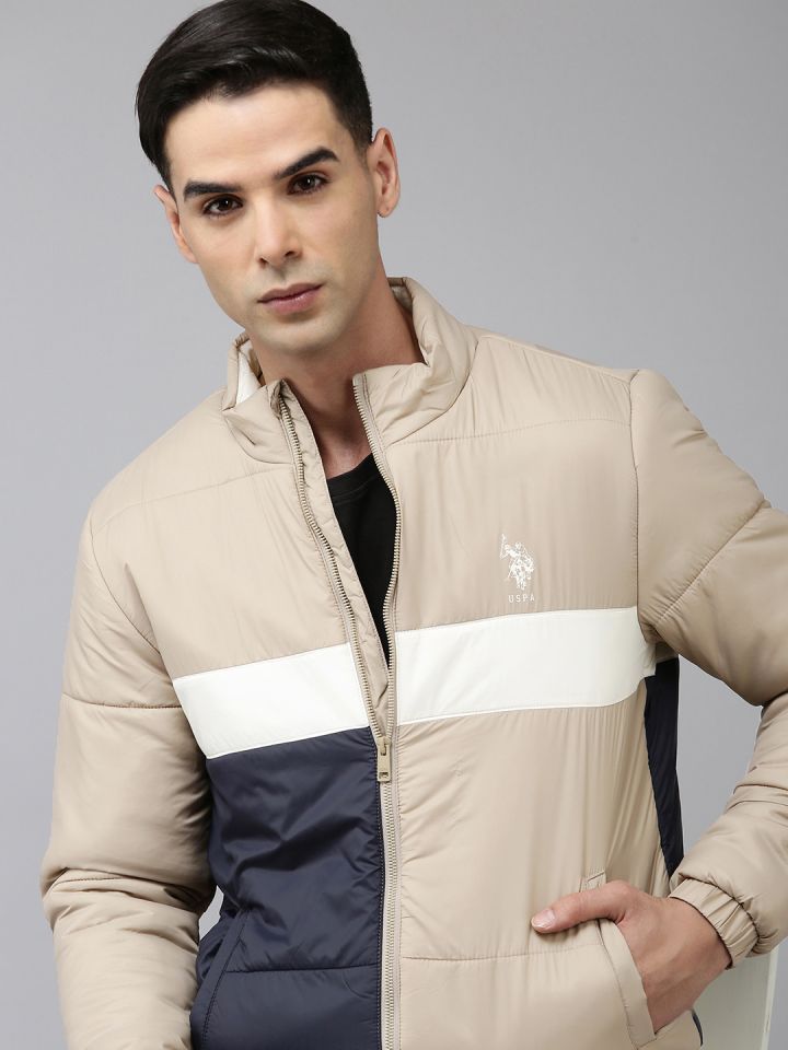 Padded jacket beige outlet