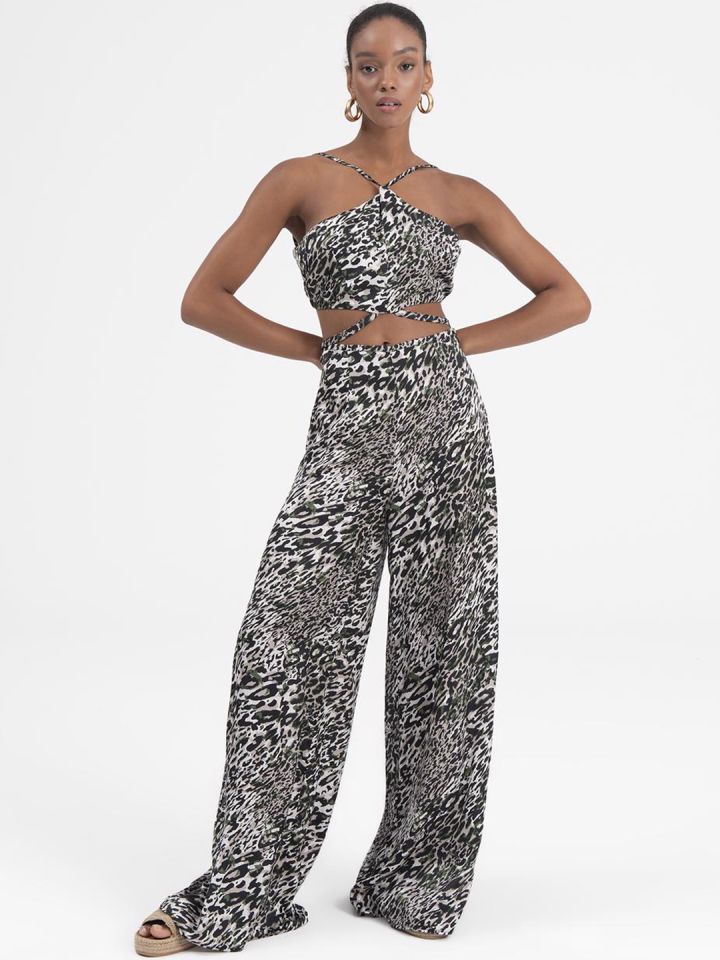 Buy PRET A TUER Women Animal Printed Parallel Trousers Trousers