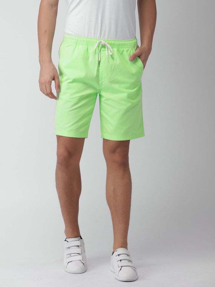 Buy FOREVER 21 Men Green Solid Regular Fit Regular Shorts Shorts