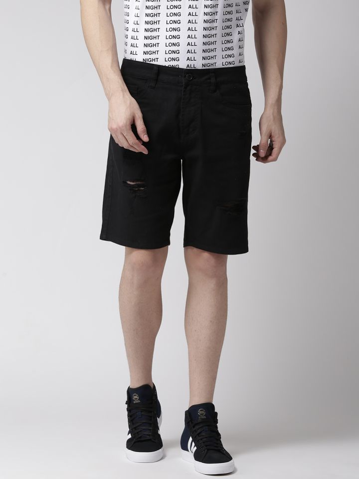 Mens black distressed denim shorts hot sale