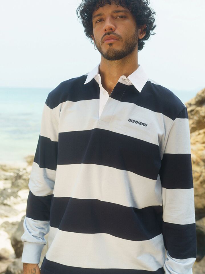 Bonkers Corner Striped Polo Collar Cotton T-shirt - Price History