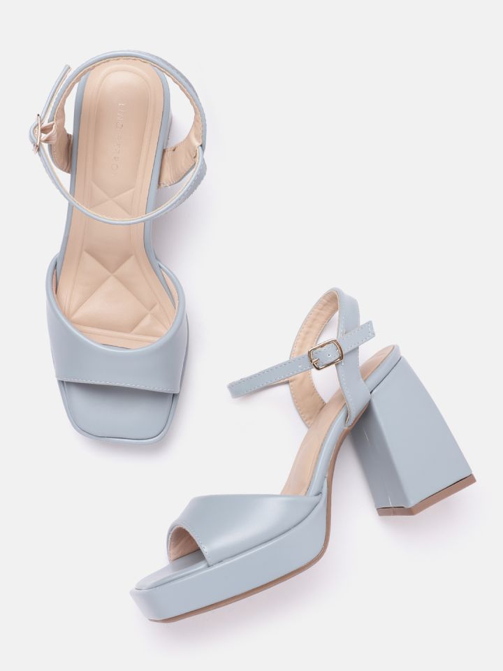 Blue platform heels on sale with ankle strap