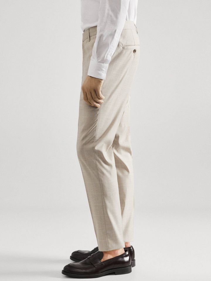 Windowpane check discount cropped slim trousers