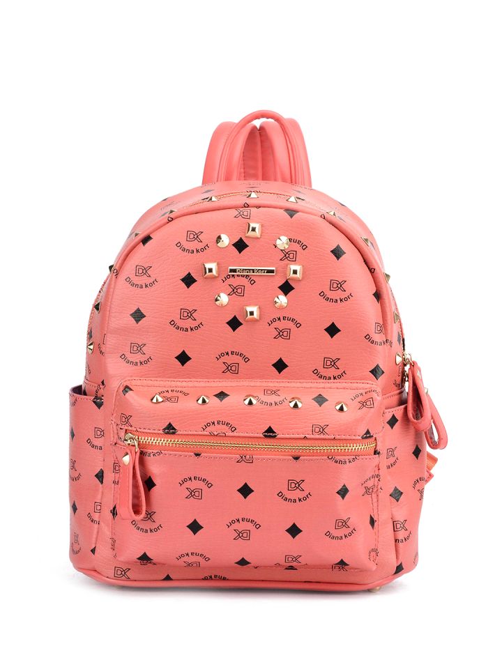 Diana Korr Women Peach Coloured Solid Backpack