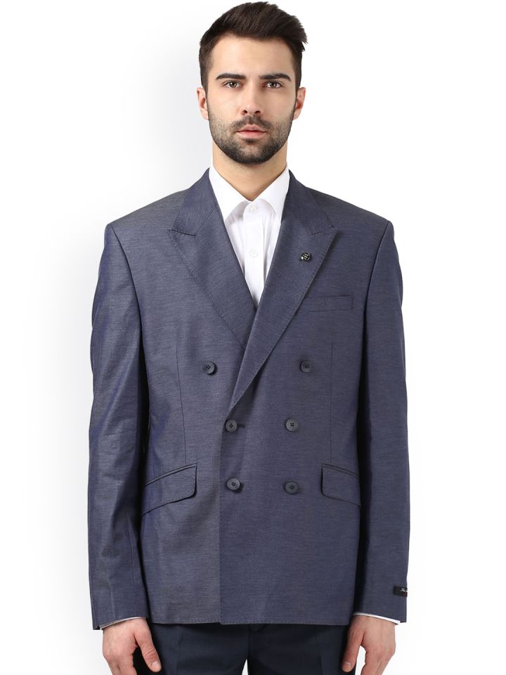 Raymond Men Blue Formal Double Breasted Tailored Slim Fit Formal Blazer