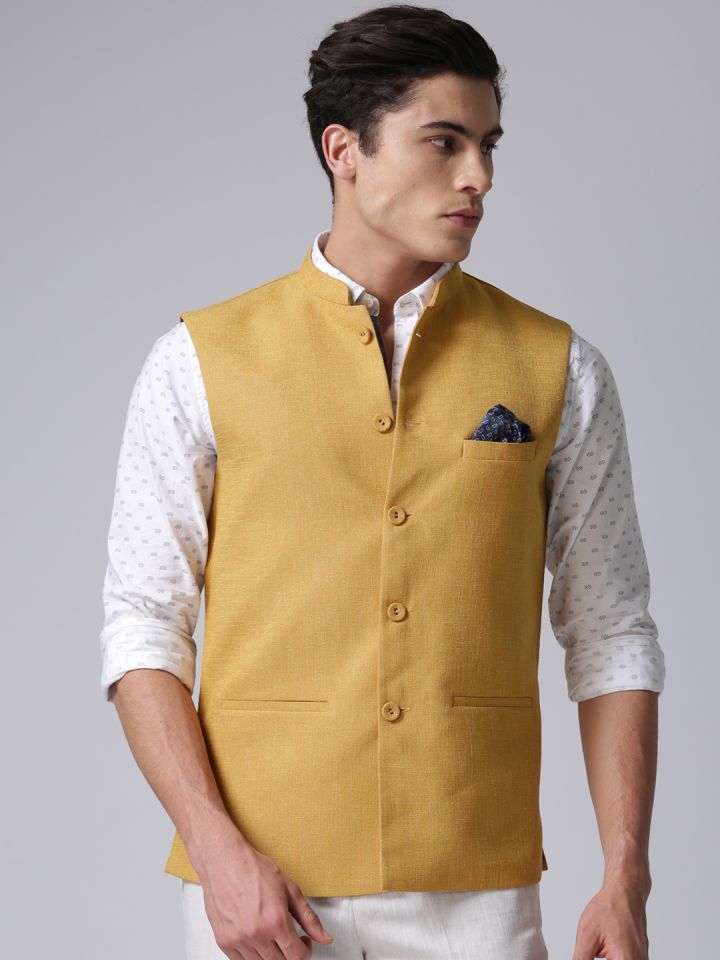 True Blue Mustard Yellow Nehru Jacket