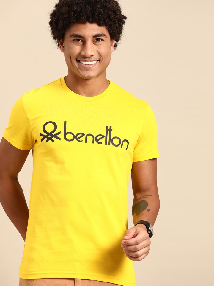 United Colors of Benetton Men Brand Logo Printed Pure Cotton T shirt